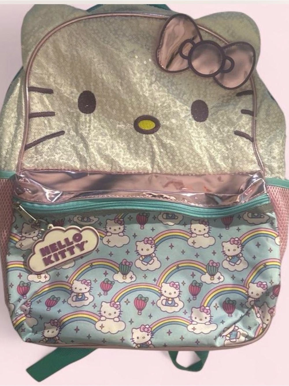 Hello Kitty Mint Green Sequin Accent Kids Backpack